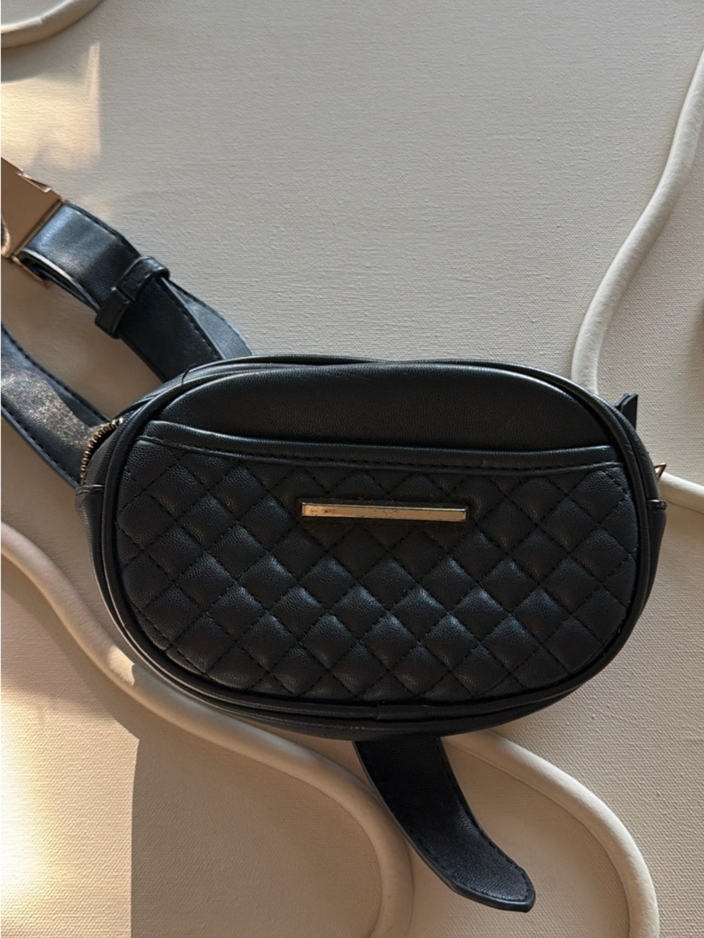 Quilted Black Leather Belt Bag
